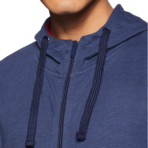 Sweat-shirt à capuche zippé bleu marine pour homme, coupe classique, en molleton uni, idéal pour l'automne - Product Image 6