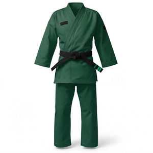 Uniforme de Karate de Lona Verde Sólido para Artes Marciales, Servicio OEM/ODM de Peso Pesado para Venta al por Mayor, Marca Privada con Personalización - Product Image 1