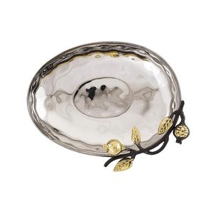Plat de service décoratif en métal argenté et doré en forme de bateau papillon, centre de table pour fruits et collations - Product Image 6