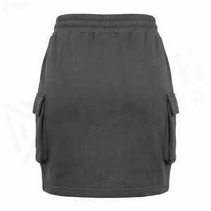 Mini-jupe cargo pour femme, taille élastique, cordon de serrage, couleur unie, tissu tricoté doux, style toutes saisons - Product Image 2