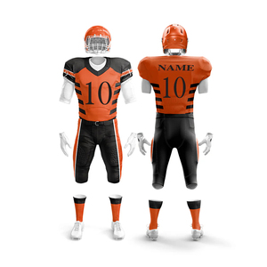 Conjunto de Uniforme de Fútbol Americano Unisex Naranja/Negro Sublimado con Nombre de Equipo Personalizado, Marca, Absorción de Humedad, Secado Rápido, Transpirable - Product Image 2