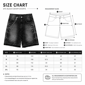 Nouveaux shorts en jean pour hommes à strass, style Y2K streetwear, baggy, hip-hop, imprimé croisé, noirs, avec chaîne amovible - Product Image 6