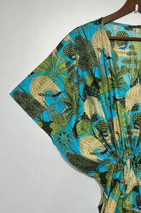 Robe Kaftan sans manches en coton à imprimé floral tropical décontracté pour l'été, pour femme, style plage Asie-Pacifique, en stock - Product Image 2