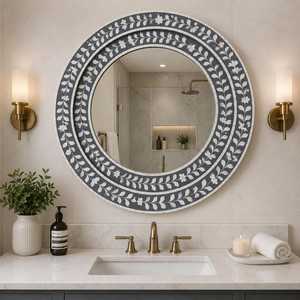 United Trade World's Customized Eco-Friendly Modern Bone Inlay Wall <b>Mirror</b> Frame Stand Decorative Bathroom <b>Mirror</b> - Product Image 5