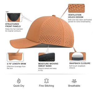 Casquettes de baseball unisexes sportives couleur unie avec logo personnalisé - Respirantes, imperméables, 100% coton, boucle en cuivre doré, ajustement confortable - Product Image 3