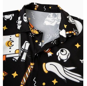 <b>Men's</b> Black Short Sleeve Printed Cartoon <b>Halloween</b> <b>TShirt</b> Regular Fit Casual Wear - Product Image 4