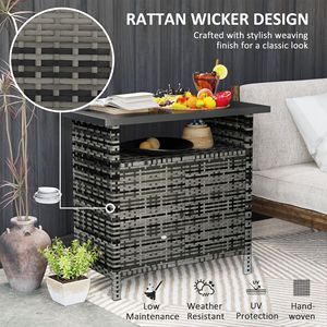 Armadio da Esterno in Vimini Grigio Misto con Due Ante e Ripiano per Organizzazione Asciugamani Piscina - Product Image 5