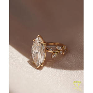 Brilliant Marquise Cut Lab Grown Diamond Engagement Ring 925 Sterling Silver Gold Plated Elegant Bridal Jewelry - Product Image 4