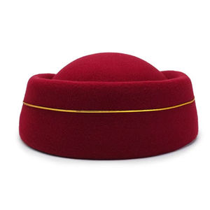 <b>Red</b> <b>Wool</b> Beret With Gold Wheat Emblem For Women Business Formal Wear 54-56CM - Product Image 3