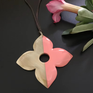 สร้อยคอจี้เขาสัตว์จี้เขาควายเขาเครื่องประดับจี้ดอกไม้เครื่องประดับควายเขา - Product Image 1