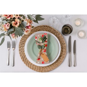Serviette de table imprimée pour Noël, en coton, pour la décoration de table, à prix abordable. - Product Image 1