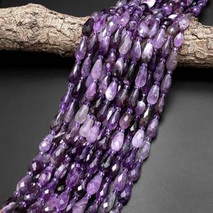 ลูกปัดอเมทิสต์สีม่วงธรรมชาติทรงหยดน้ำเจียระไนแบบเหลี่ยมเจาะรูแนวตั้งสำหรับทำต่างหูและเครื่องประดับ - Product Image 5