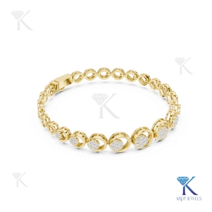 Elegant Lab Grown Diamond Round Brilliant Cut Floral Cluster Link <b>Bracelet</b> 14K 18K <b>Solid</b> Gold Fine Unisex Jewelry KRUP JEWELS - Product Image 6