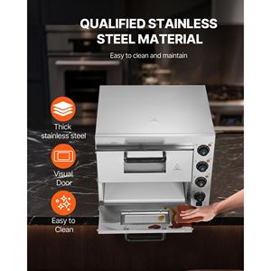 Forno Elettrico Commerciale a Doppio Strato in Acciaio Inossidabile da 16 Pollici con Maniglia in Pietra per Hotel - Product Image 5