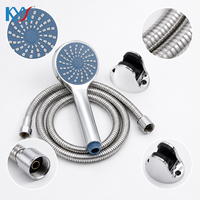 Pommeau de douche rond à fonction unique avec flexible renforcé et support métallique pour kit de remplacement de douche de salle de bain