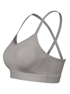 Sujetador deportivo sin costuras para mujer, espalda cruzada, soporte medio, gris liso, para yoga y fitness, transpirable, elástico, top deportivo para mujer, ropa deportiva al por mayor - Product Image 2