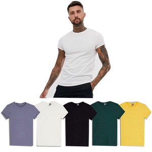 เสื้อยืดคอกลมแขนสั้นผู้ชาย สีพื้น ผ้าถัก ดีไซน์เรียบง่าย มีหลายสีให้เลือก - Product Image 1
