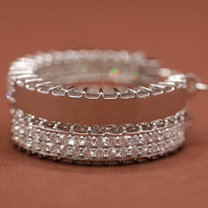Elegant Diamond <b>Hoop</b> Earrings 925 <b>Sterling</b> <b>Silver</b> Round Moissanite Statement Earrings for Women - Product Image 4