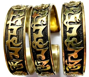 Asthamangal Tibetan <b>Buddhist</b> Mantra Set Heelin Copper Alloy Bangles with Peace Design-Religious Gift for Men - Product Image 1