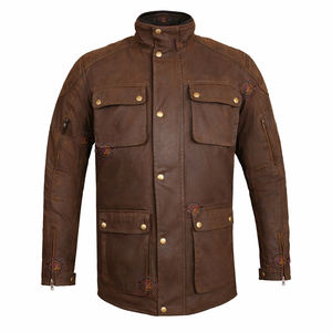 Blouson de moto en coton ciré style classique grande taille, imperméable et coupe-vent, pour motards de rue et pilotes de club. - Product Image 1