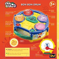 Batterie de tambour électronique éducative personnalisée en ABS, fonctionnant sur piles, pour enfants de 3 ans et plus (6 pièces) BON BON DRUM D.J. JOUETS