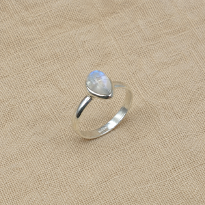 Anillo con Bisel de Piedra Lunar Arcoíris Natural, Plata de Ley 925, Hecho a Mano, Chapado en Oro Rosa y Oro Amarillo, para Mujer - Product Image 1