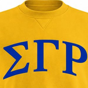 Sudadera de cuello redondo con letras griegas arqueadas Sigma Gamma Rho, dorada, para mujer, de forro polar, personalizada, universitaria, informal, griega - Product Image 5