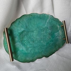 Multi Color Available Handmade Resin Bathroom <b>Vanity</b> <b>Tray</b> Perfume Jewelry Dresser Oval Serving <b>Tray</b> Home Decor Christmas - Product Image 1