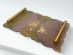 Handmade <b>Round</b> Resin Serving <b>Tray</b> with Finish Stylish Home and Office Decor Multi Purpose for Serving and <b>Table</b> - Product Image 2