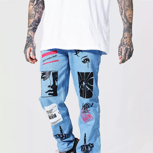 Custom Men’s Baggy Denim Jeans Loose Fit Streetwear Wide Leg Vintage Washed Cotton Jeans Pants for Men - Product Image 1