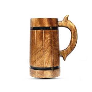 Taza de Cerveza de Madera Estilo Vintage, Hecha a Mano, Taza de Cerveza de Madera con Asa Resistente para Pub, Taberna, Restaurante - Product Image 4