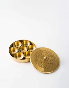 Indian Handmade Pure Brass Spice Box Brass Gold Designer Spice <b>Container</b> Masala Dabba Condiment <b>Food</b> Grade <b>Stackable</b> Detachable - Product Image 3