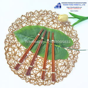 ชุดตะเกียบไม้สีน้ำตาลธรรมชาติ 4 คู่ พร้อมแถบกระดาษ ผลิตในเวียดนาม - Product Image 4