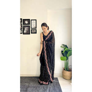 Designer Women's Saree with <b>Sequins</b> and Multi-Embroidery Work - Product Image 1