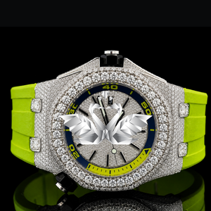 Reloj de Lujo para Hombre con Logotipo Personalizado, Diseño Clásico, Correa de Goma, Movimiento Mecánico Analógico, Adornado con Piedras VVS - Product Image 1