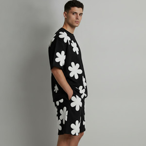 Ensemble T-shirt et short deux pièces pour homme grande taille, 100% coton, coupe classique, imprimé logo personnalisé, style streetwear, tenue décontractée d'été - Product Image 5