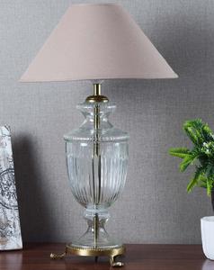 Lámpara de Mesa Tradicional de Vidrio con Pantalla de Tela Beige, E27 LED, Luz Blanca Cálida, para Sala de Estar, Iluminación Decorativa - Product Image 2