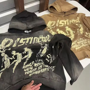 Sudadera con Capucha OEM Ligera de Algodón y Forro Polar, con Logotipo Personalizado Bordado, Diseño con Bolsillo, Efecto Deslavado por el Sol - Product Image 4