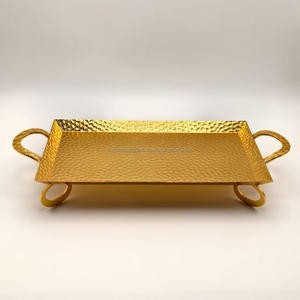 Plateau de service alimentaire de luxe, décoration de mariage, plateau à fruits et en-cas de qualité supérieure, finition dorée décorative, plateau rectangulaire, prix de gros - Product Image 3