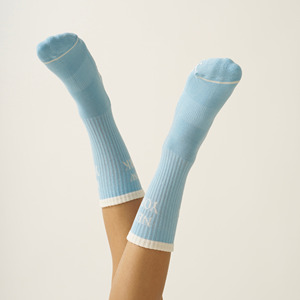 Custom Logo Non-<b>Slip</b> Socks Light Blue Ankle Length Cotton Anti-<b>Slip</b> Bottom Adult Casual WearXcust - Product Image 3