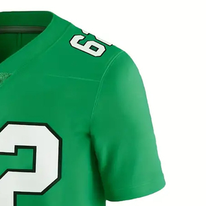 Green V-Neck American Football Jersey Number 62 Short Sleeve Moisture-Wicking Breathable Mesh Polyester Unisex Regular Fit - Product Image 4