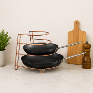 4-Tier Pots and Pans Organizer <b>Rack</b> for <b>Kitchen</b> Cabinet Space-Saving Copper Frying Pan Holder Metal Cookware <b>Storage</b> Shelf - Product Image 6