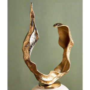 Paire de vases de table hauts en cuivre brillant et or rose avec sculpture d'hélice en métal, décoration de ferme, urne à fleurs faite à la main - Product Image 6