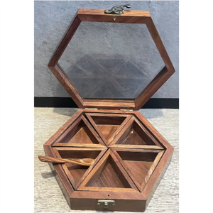 Caja de especias artesanal de madera, juego de recipientes para cocina, organizador de condimentos de madera, caja de regalo de madera sostenible para especias y hierbas - Product Image 1