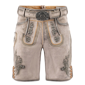 Shorts en cuir véritable pour homme, style Lederhosen, costume traditionnel bavarois pour l'Oktoberfest, broderie, pantalon Trachten allemand traditionnel - Product Image 1