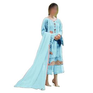 ชุดเดรสสัลวาร์ คามีซ ผ้าไหมพิมพ์ลายสไตล์ปากีสถานอินเดีย สำหรับผู้หญิง ยี่ห้อ WS INTERNATIONAL ดีไซน์เนอร์ ชุดส่าหรีแบบดั้งเดิม รุ่นใหม่สำหรับเทศกาลอีด - Product Image 1