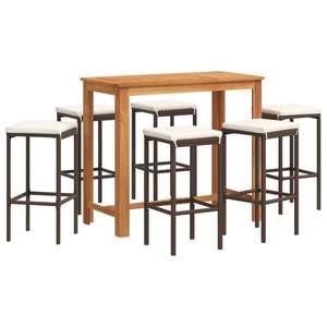 Ensemble de bar de jardin en bois d'acacia massif marron, 7 pièces - Product Image 2