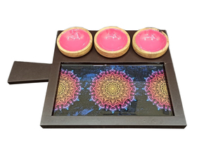 Rectangular Wooden Serving Tray with Floral Pattern Bohemian Design Tableware Storage Trays Varnished Finish Wooden Platter bowl - Product Image 5