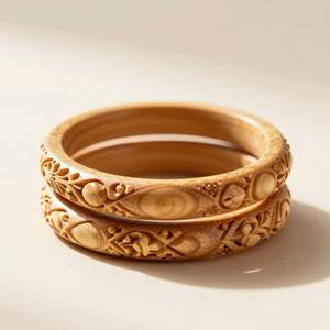 Premium Handcrafted Sheesham Wood <b>Bangles</b> with Brass Charms and Special Coating - Product Image 3