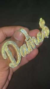 Custom Alphabet Letters <b>Name</b> Pendant Real 10K Gold 925 Silver Iced Out Lab Grown Nameplate Multi Layered Micro Prong <b>Frame</b> Order - Product Image 5
